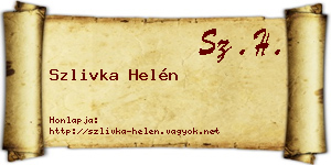 Szlivka Helén névjegykártya